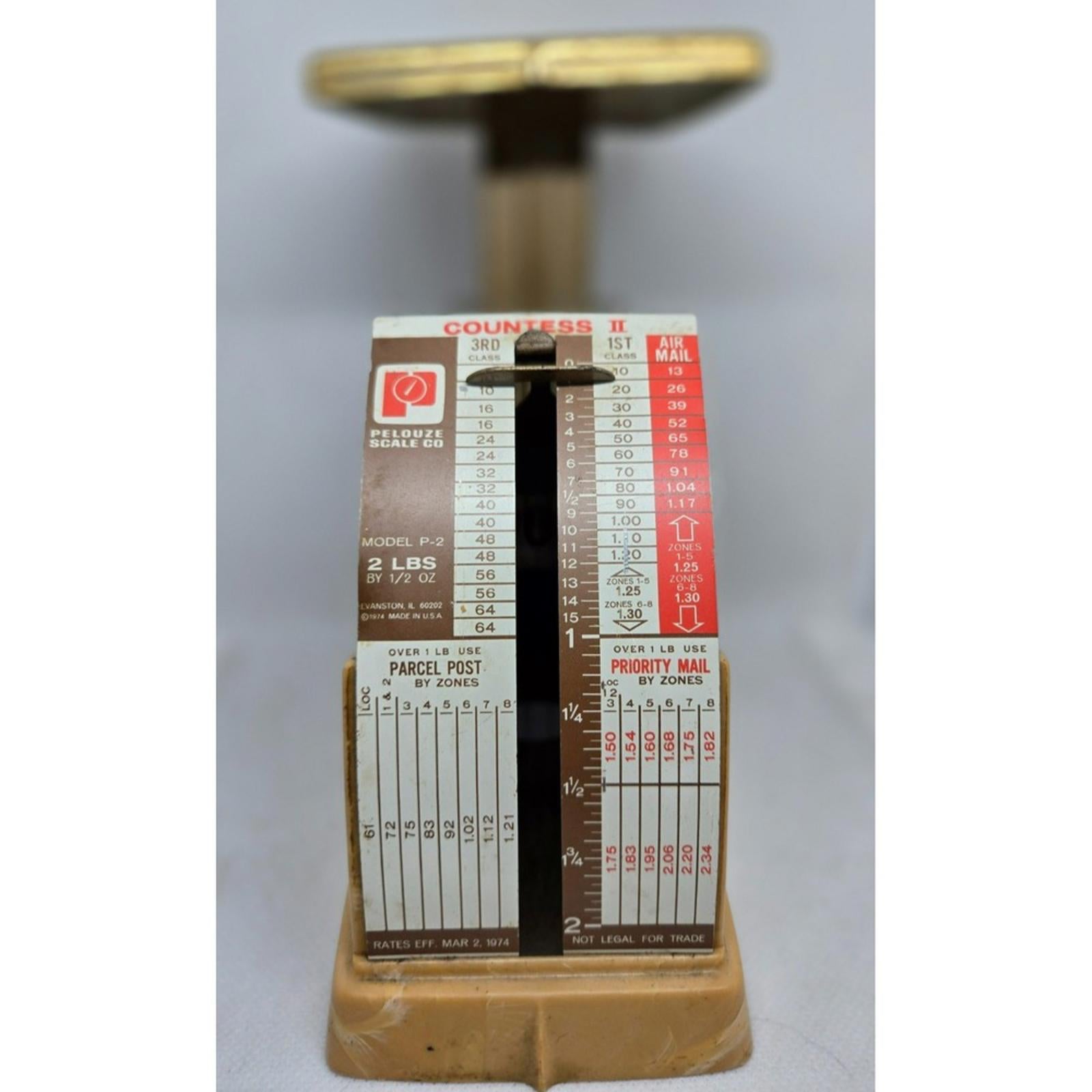 Vintage 1974 Pelouze Countess II Postal Scale Model P2 2lb Metal USA