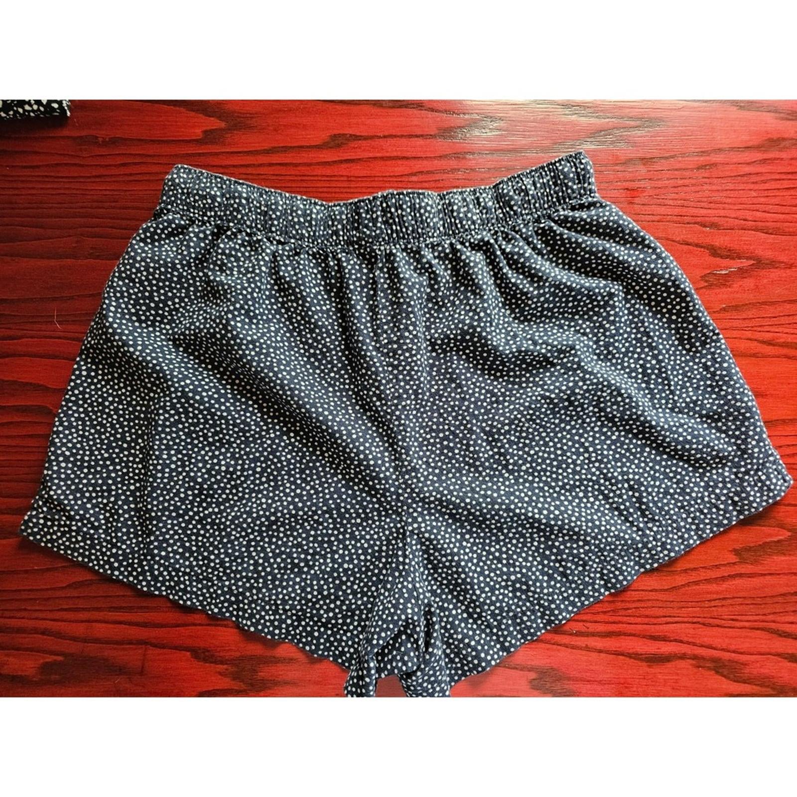 GapBody Navy Lounge Shorts Medium White Polka Dots Drawstring Waist