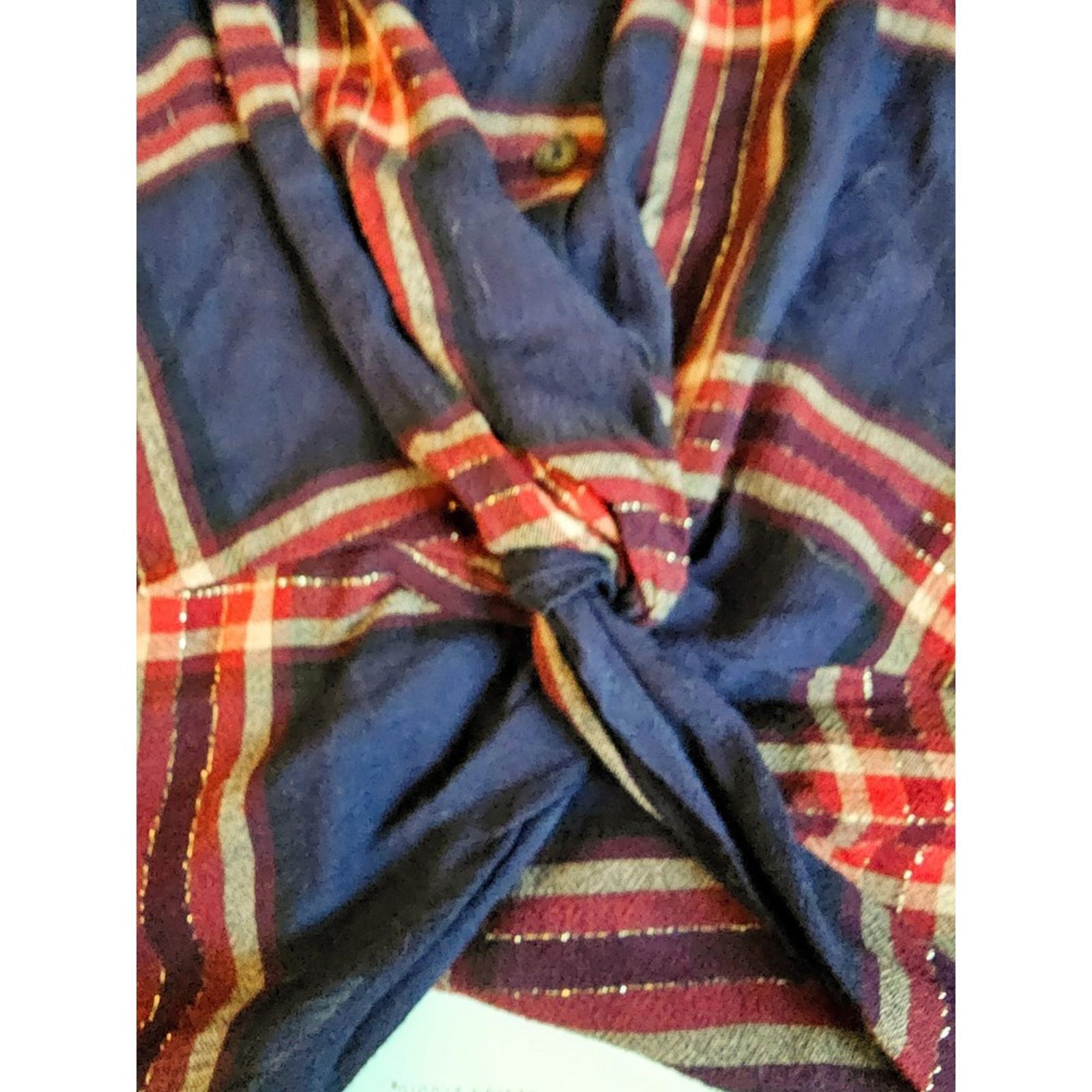 LUSH Women's Plaid Button Down Twist Front Shirt S NWT