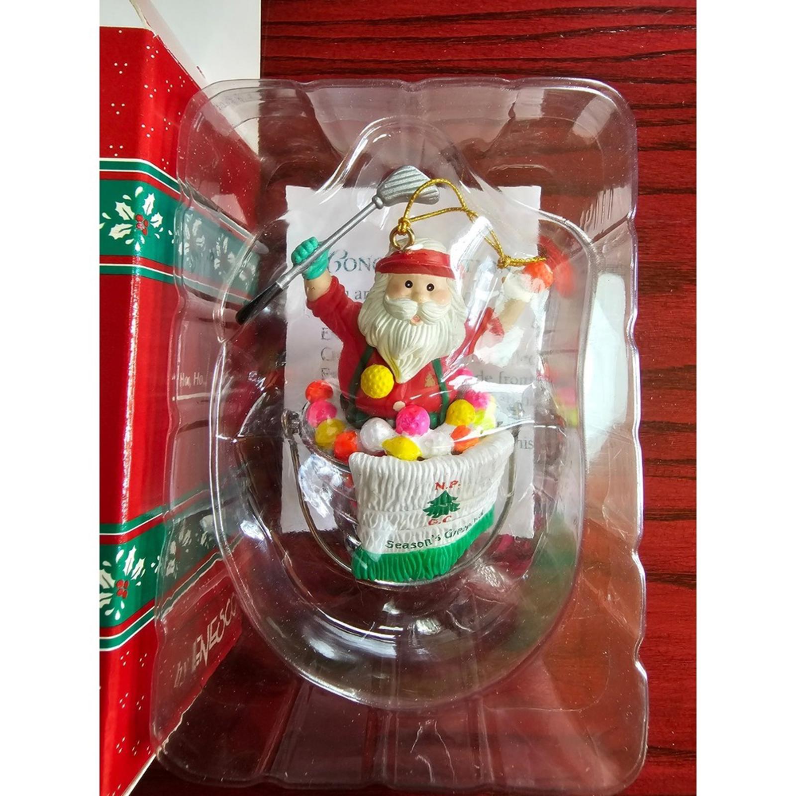 1995 Enesco Ho Ho Hole In One Golfing Santa Ornament Treasury Collection