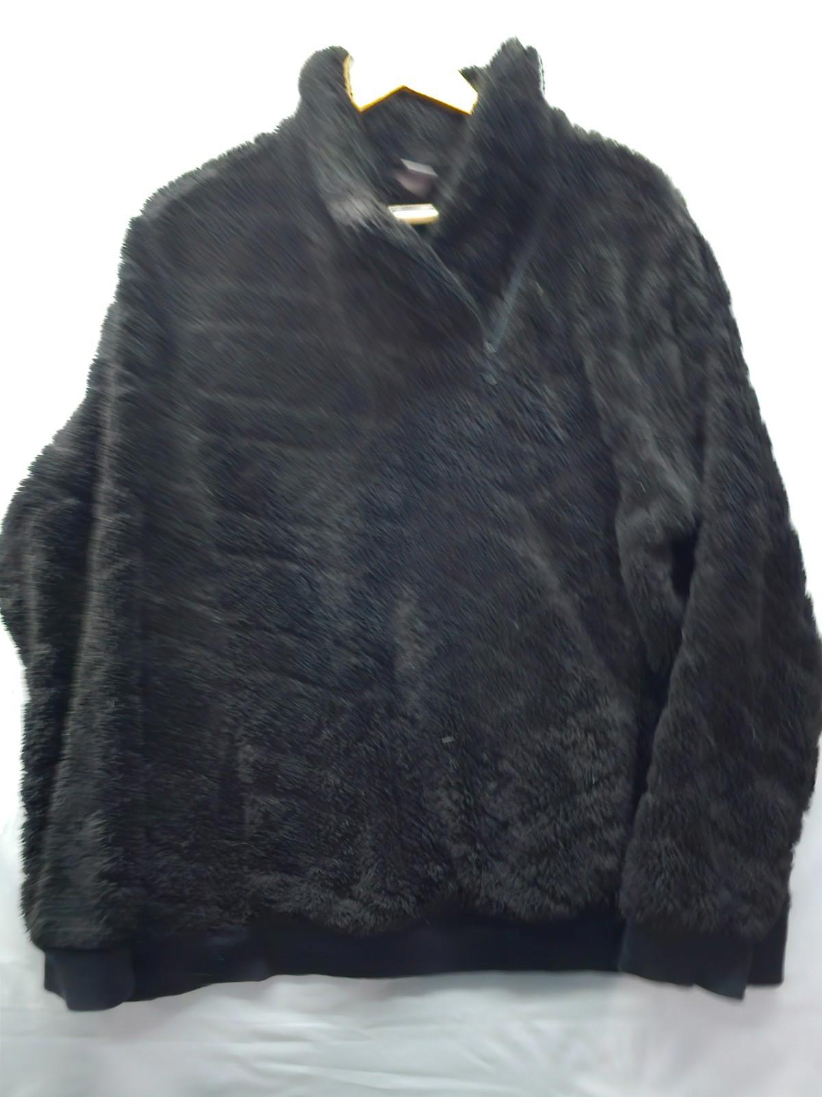 St. John’s Bay Women’s XL Black Fuzzy Fleece Pullover Soft Cozy Warm Top