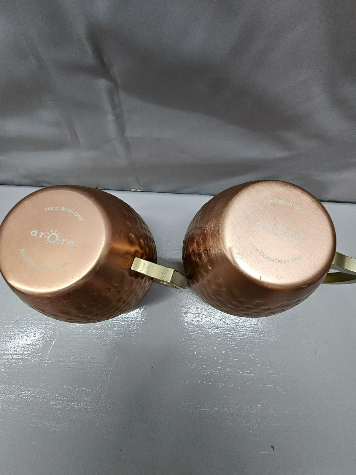 Set of 2 Arora Moscow Mule Mugs 16 oz Hammered Copper Finish with Brass Handles