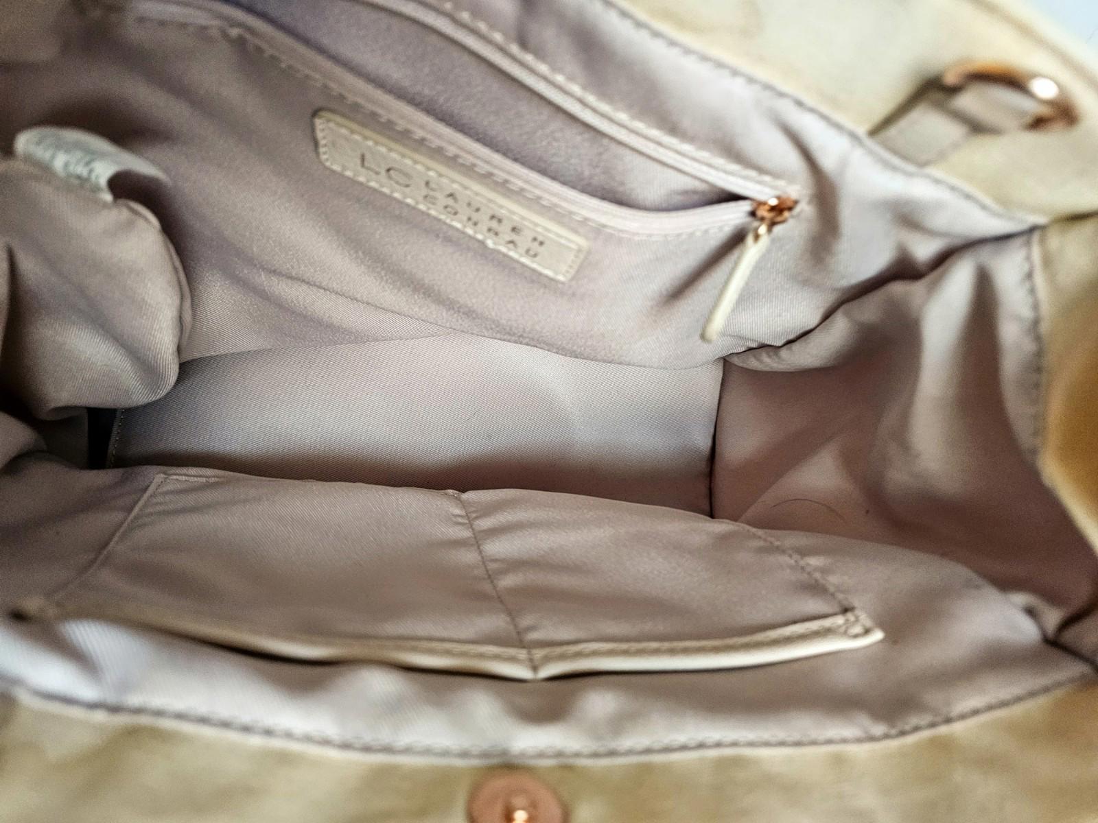 LC Lauren Conrad Canvas Tote Bag Faces Print Beige Cream Tan Purse Kohl’s