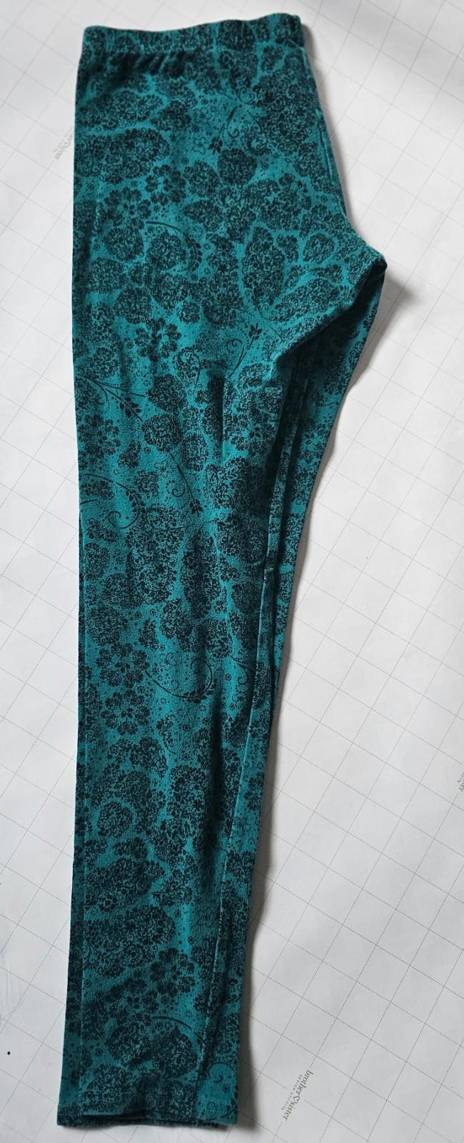LC Lauren Conrad Teal Black Floral Leggings Small Soft Stretch Full Length