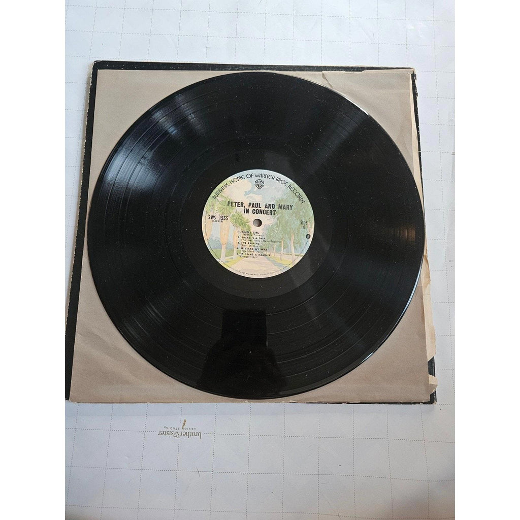 Peter Paul and Mary In Concert Vinyl Record Album Warner Bros 2WS 1555 - good-g-