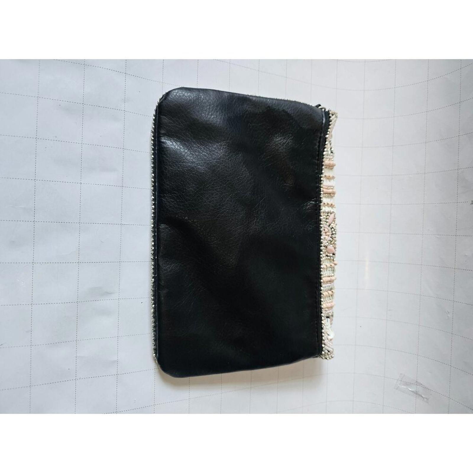 Beaded Clutch Purse Blush Ivory Metallic Sequins Foldover Bag Silver Chain