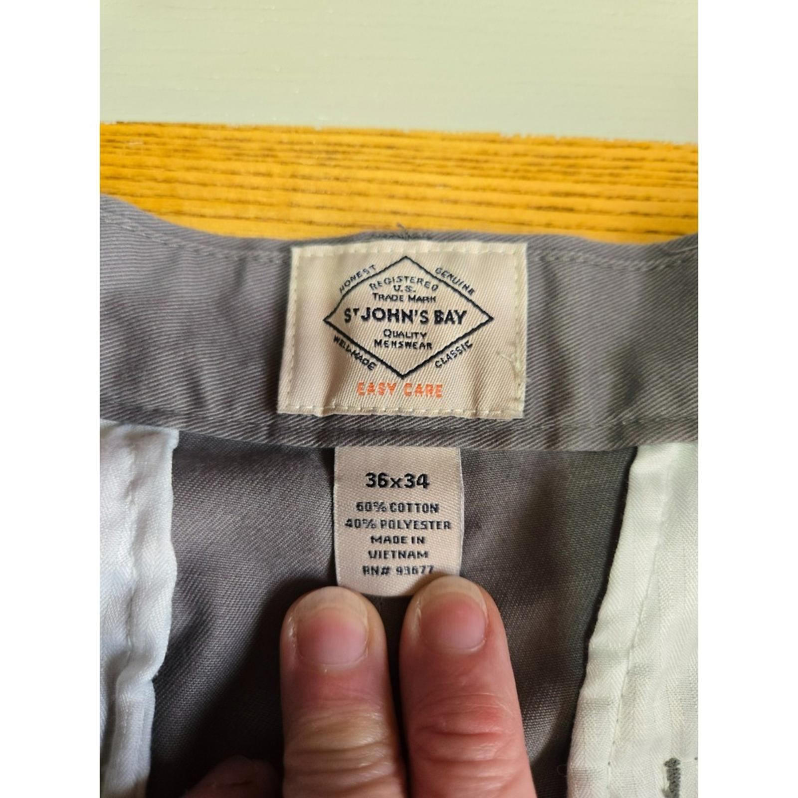 St Johns Bay Gray Dress Casual Pants 36x34 Easy Care Classic Fit