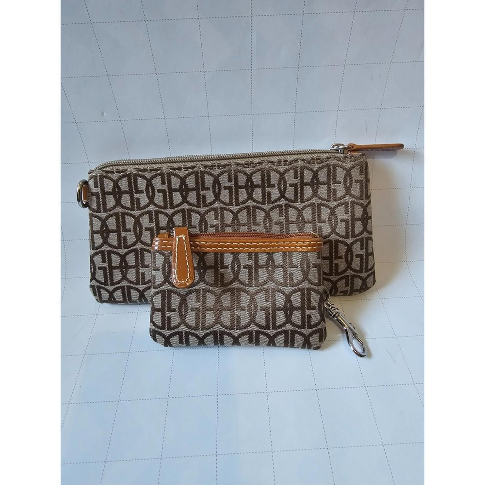 Giani Bernini Brown & Tan Wallet and Keychain Pouch Duo