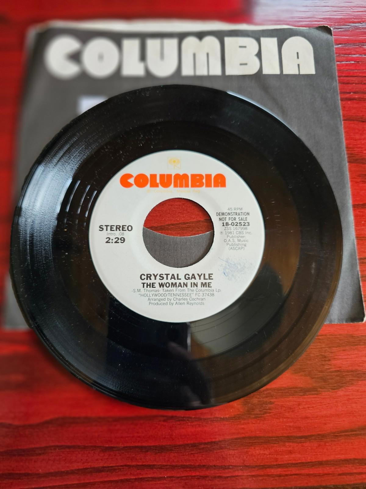 Crystal Gayle ~ The Woman In Me/ Same ~ Columbia Promo 45 RPM Record