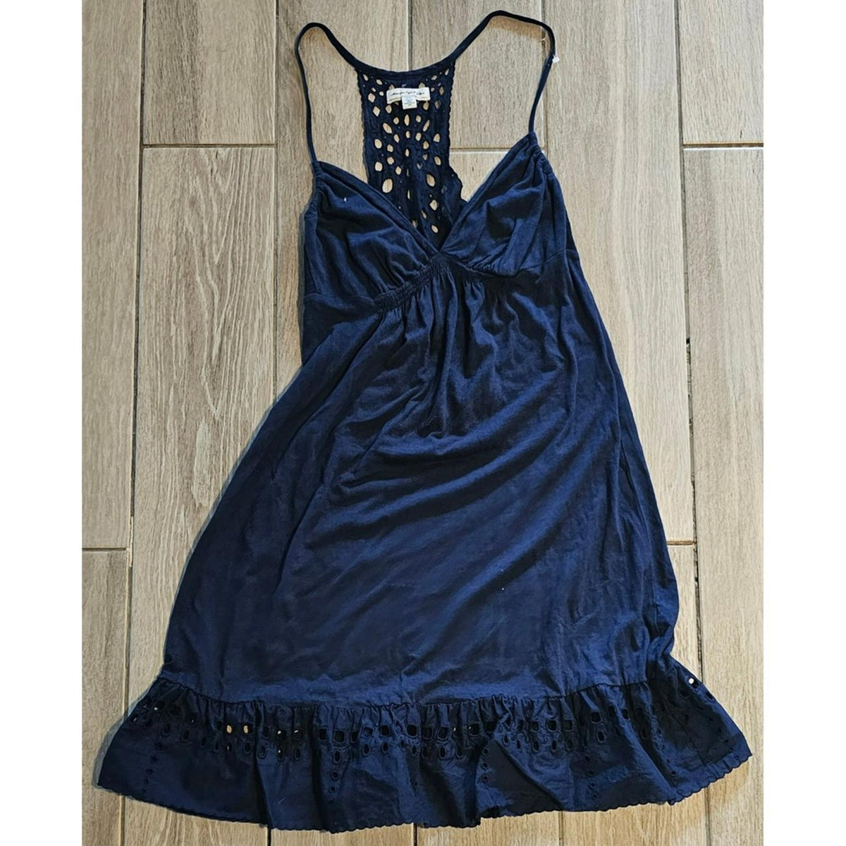 American Eagle Navy Crochet Racerback Sundress Women's M