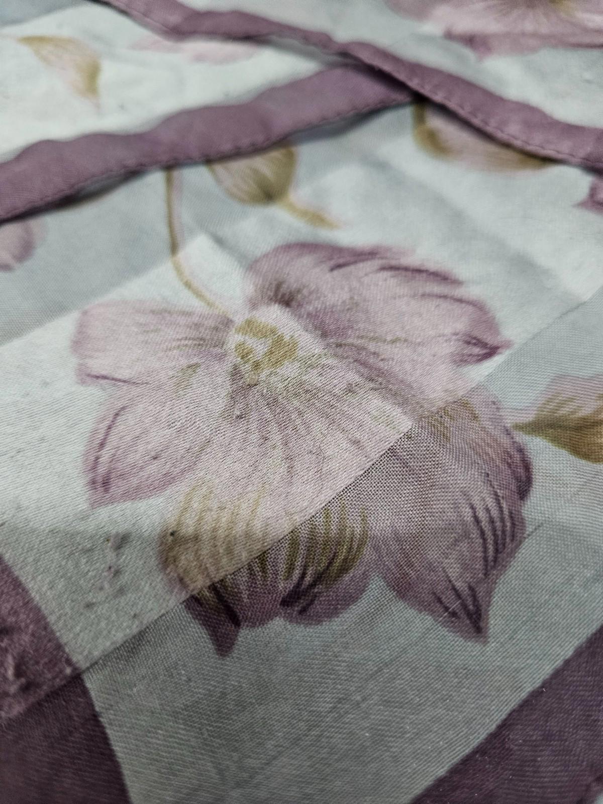 Vintage Lilac Floral Sheer Head Scarf Soft Pastel Square Shawl