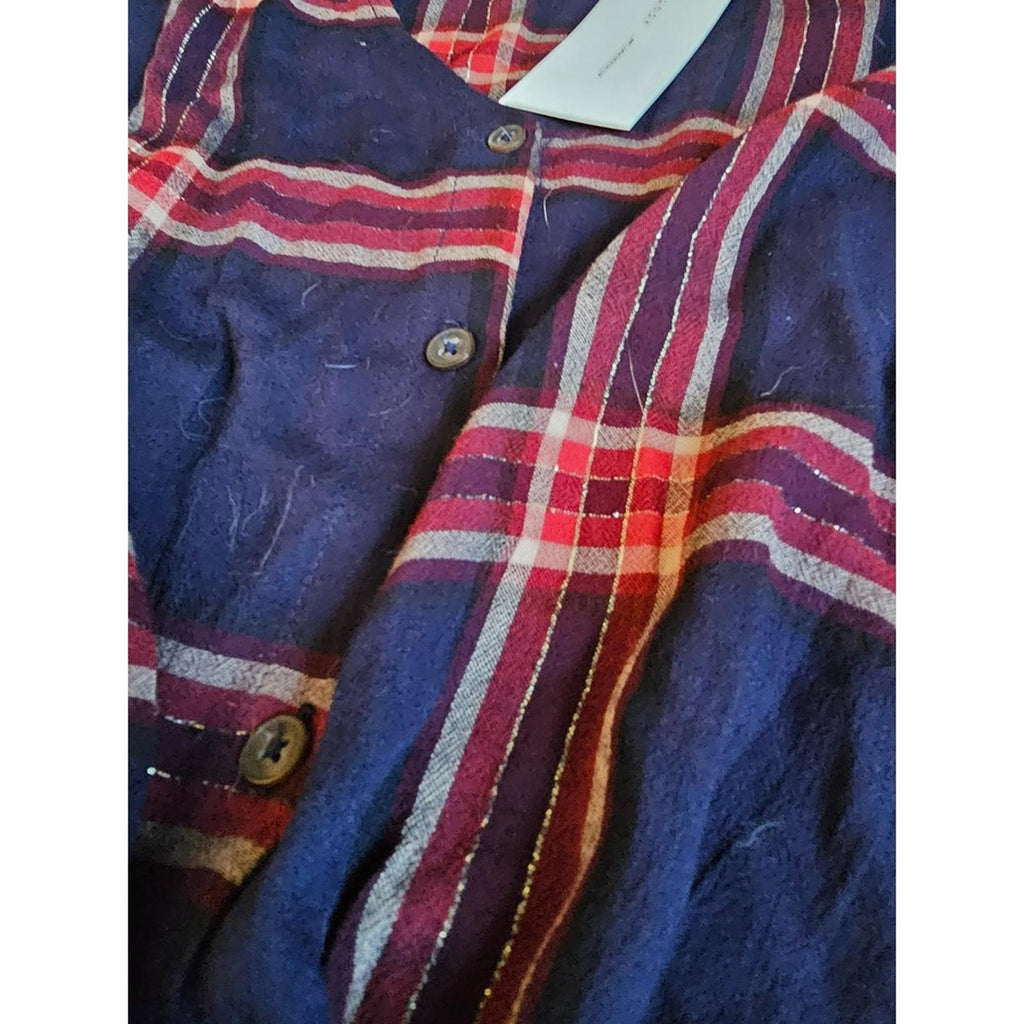 LUSH Women's Plaid Button Down Twist Front Shirt S NWT