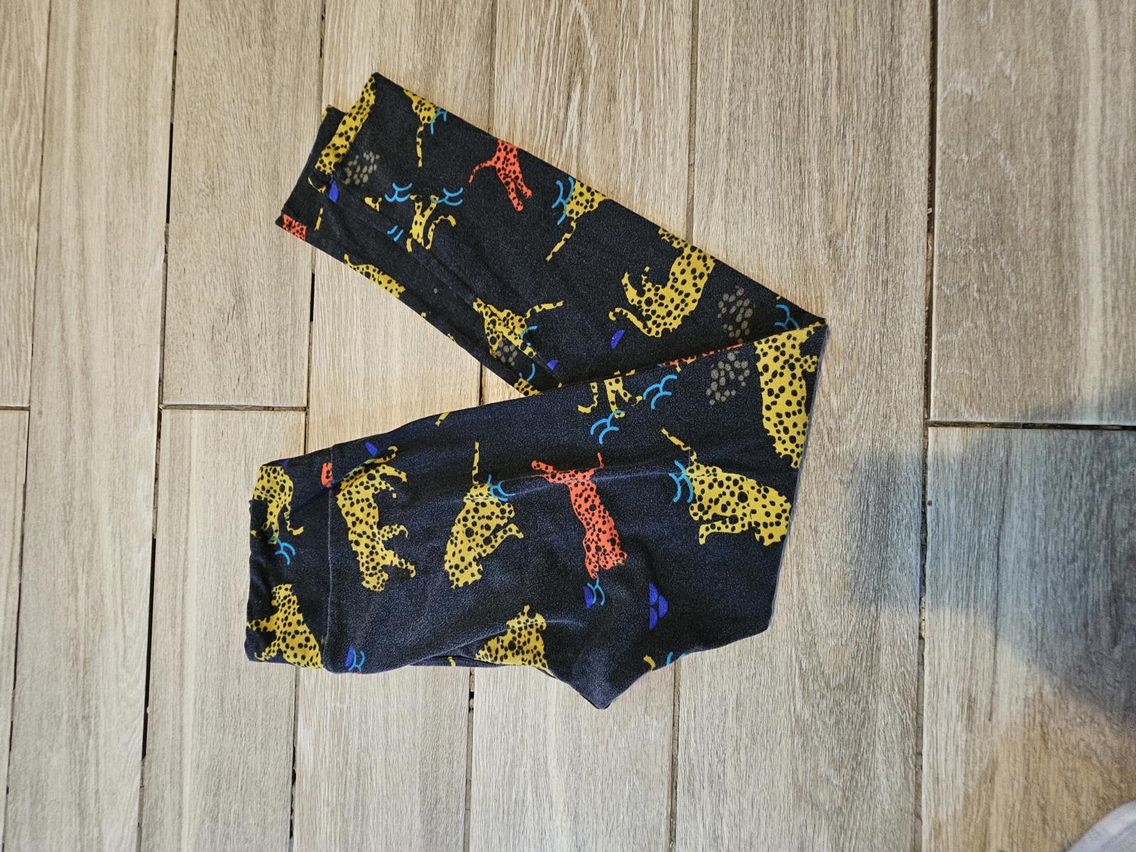 Lularoe OS Leggings Black Multicolor Cheetah Print Buttery Soft Safari