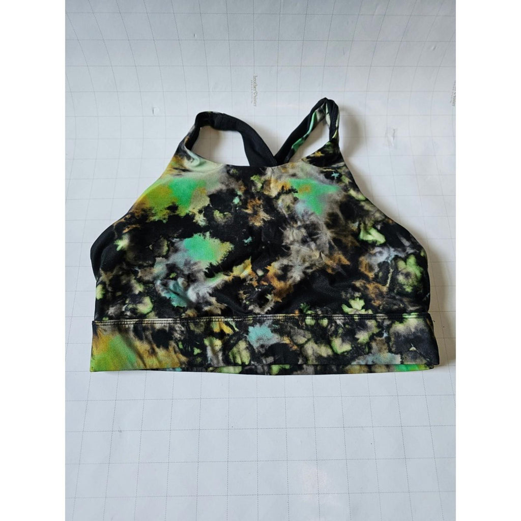 Womens Tie Dye Sports Bra L Racerback Crisscross Cutout Activewear