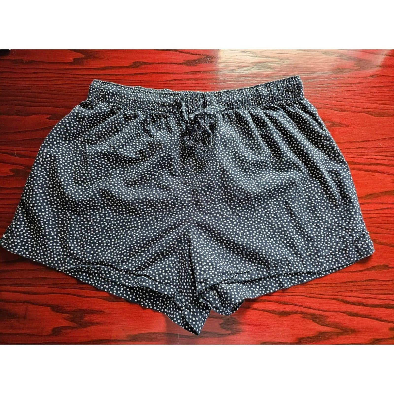 GapBody Navy Lounge Shorts Medium White Polka Dots Drawstring Waist