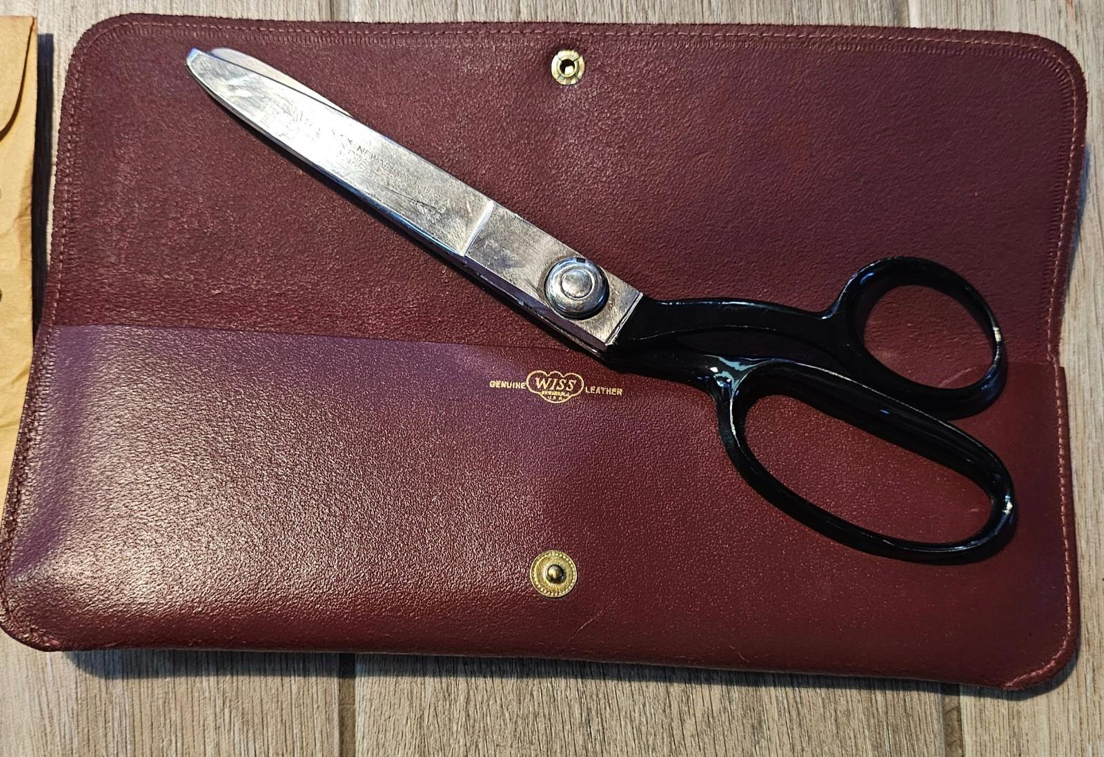 Vintage Wiss Model C Pinking Shears with Original Leather Case & Paperwork