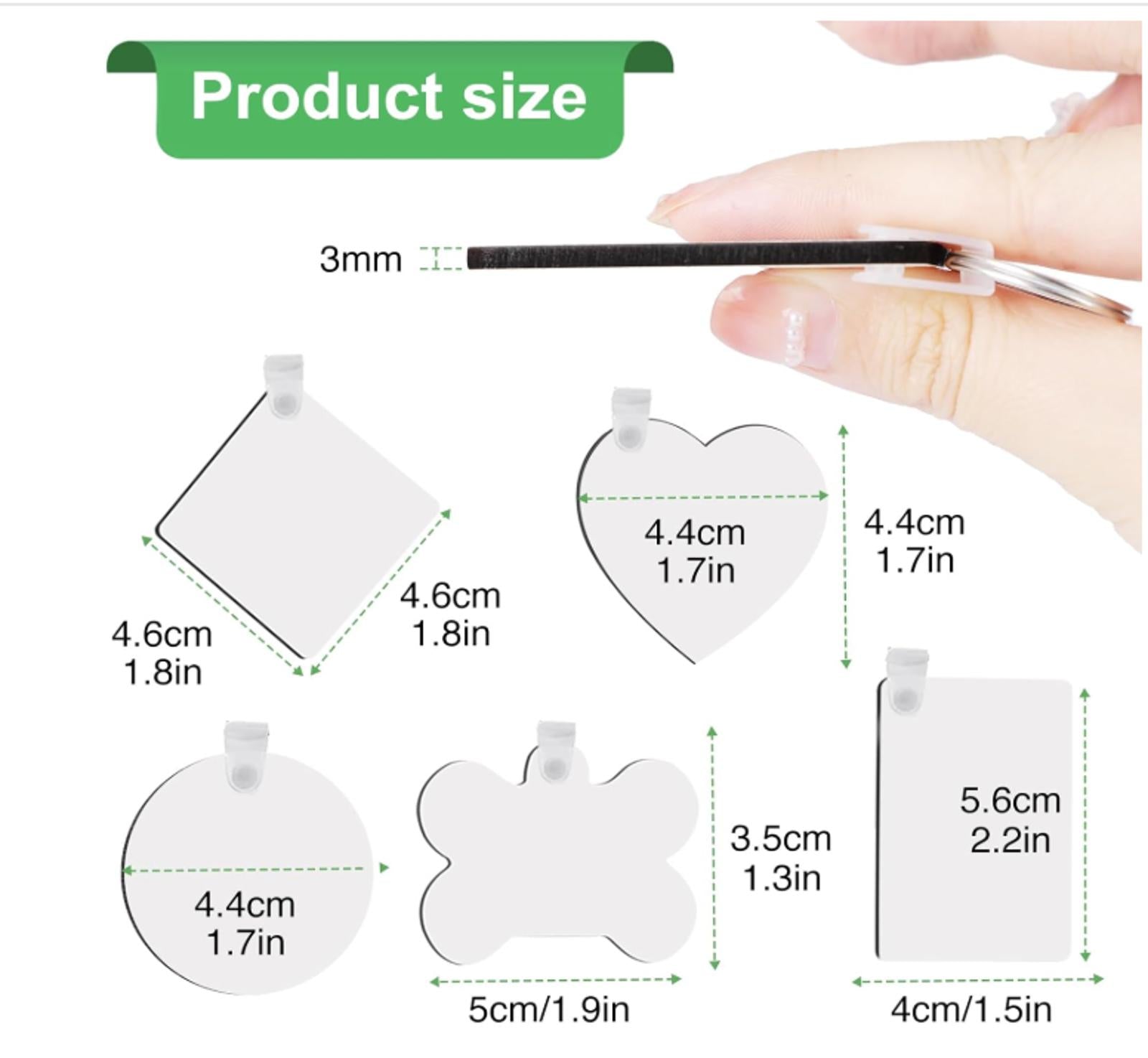 Lot of 30 Sublimation Keychain Blanks – Double-Sided MDF Heat Transfer Keychains