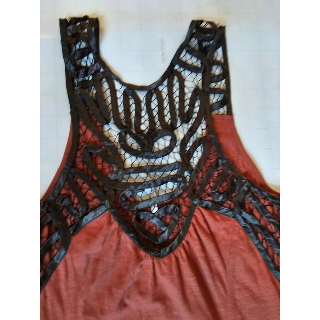 Free People Red Mesh Cutout Racerback Tank Top M Boho Festival Women’s