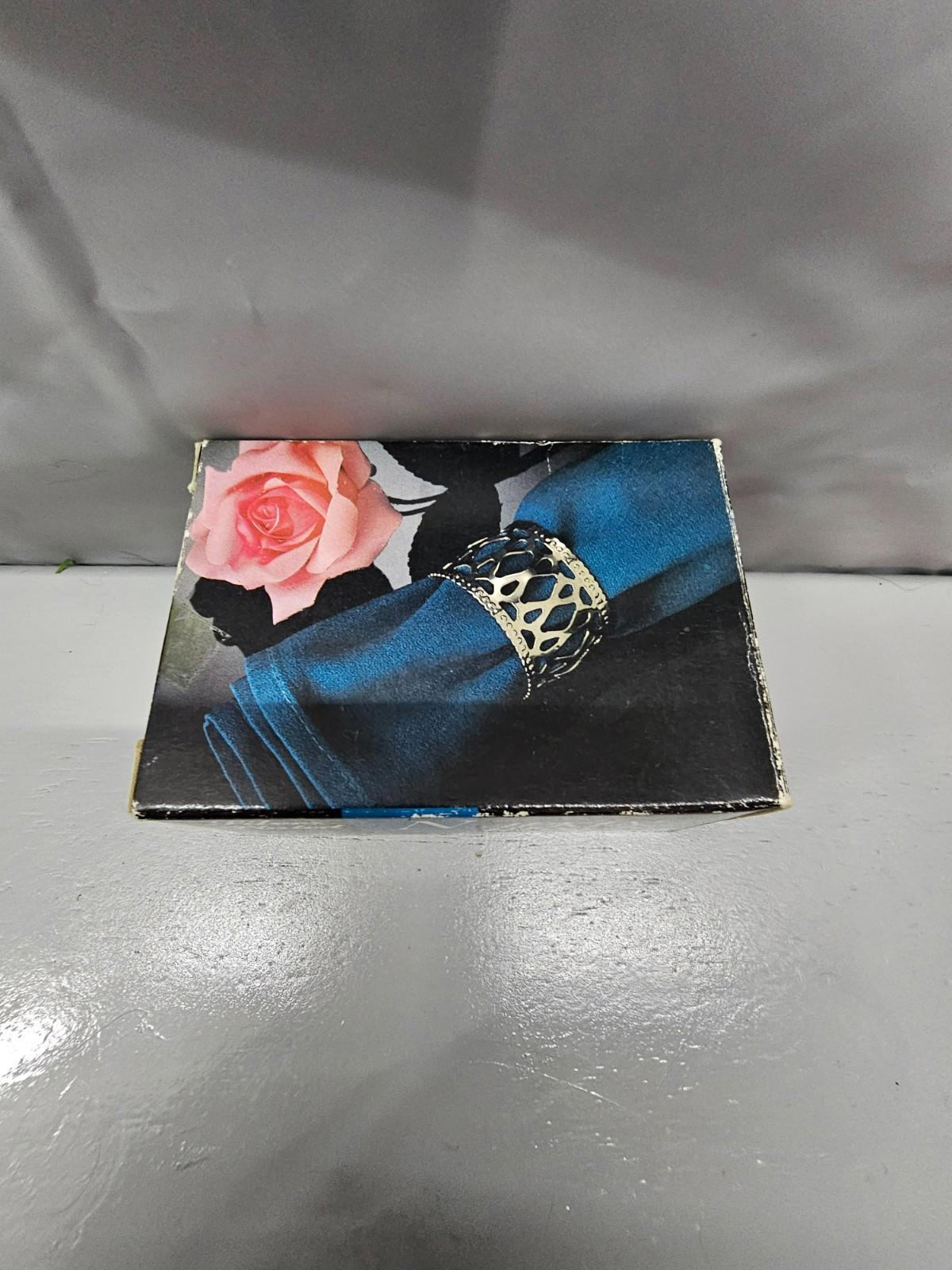 Vintage Silver-Plated Napkin Rings Set of 4 Ornate Open Filigree Design