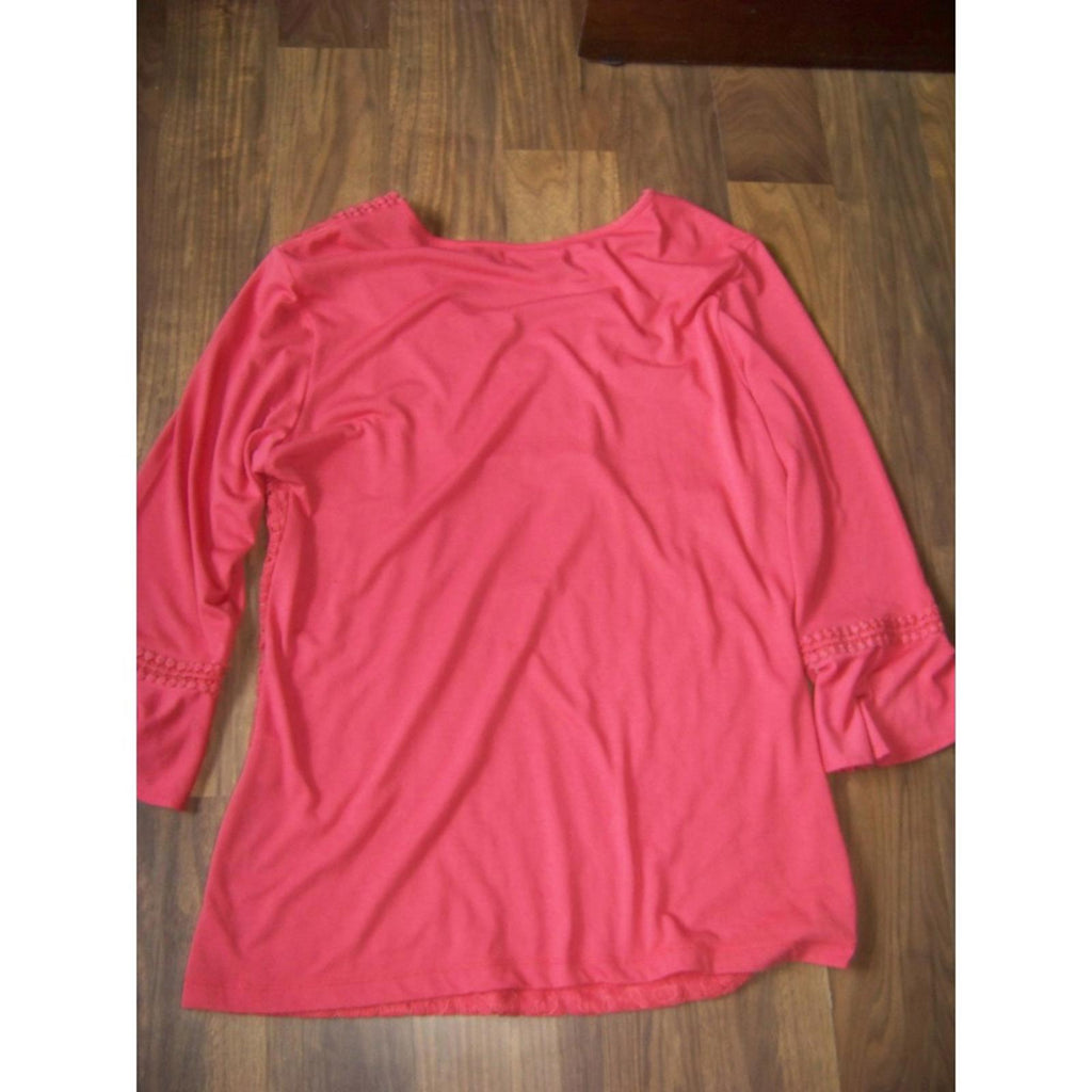 Shannon Ford NY Coral Lace Front Tunic Top Womens M Boho Chic