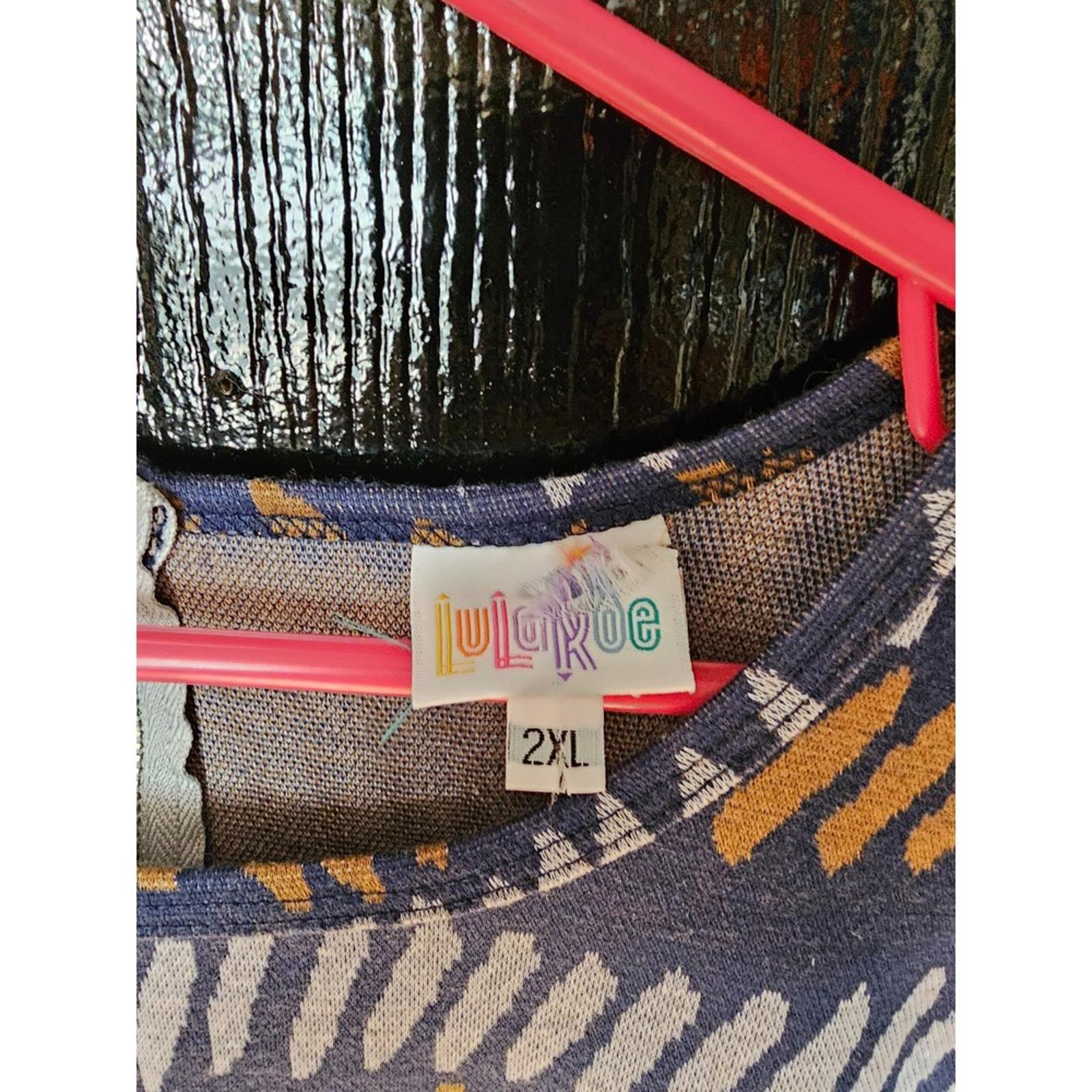 LuLaRoe Dress 2XL Navy Mustard White Geometric Print Exposed Zipper