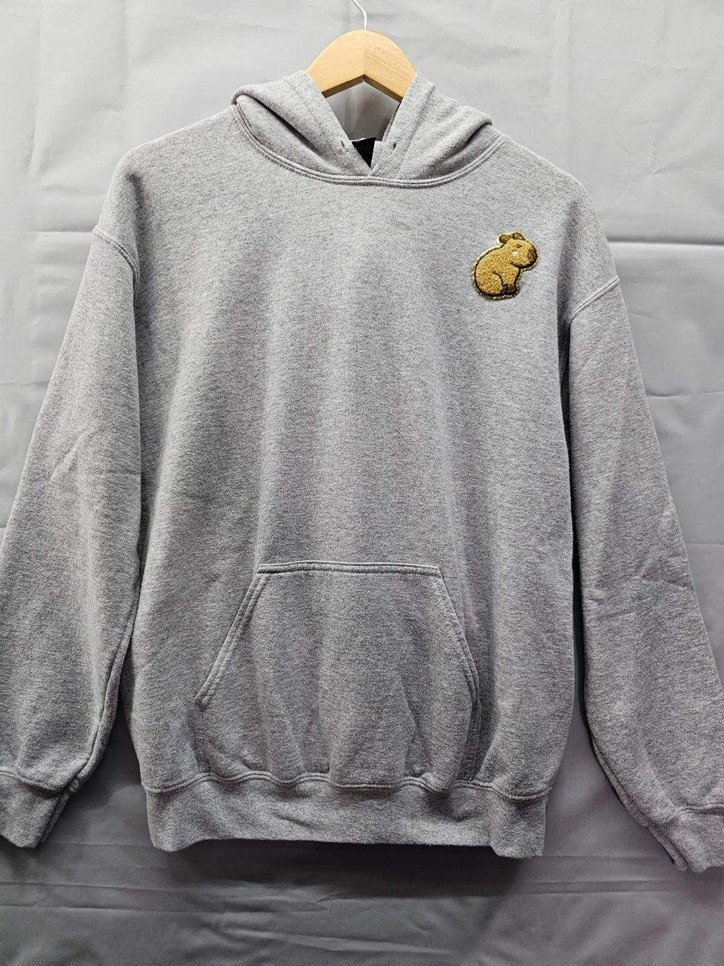 Gildan Heavy Blend Gray Hoodie Medium Gold Soft Unisex Sweatshirt