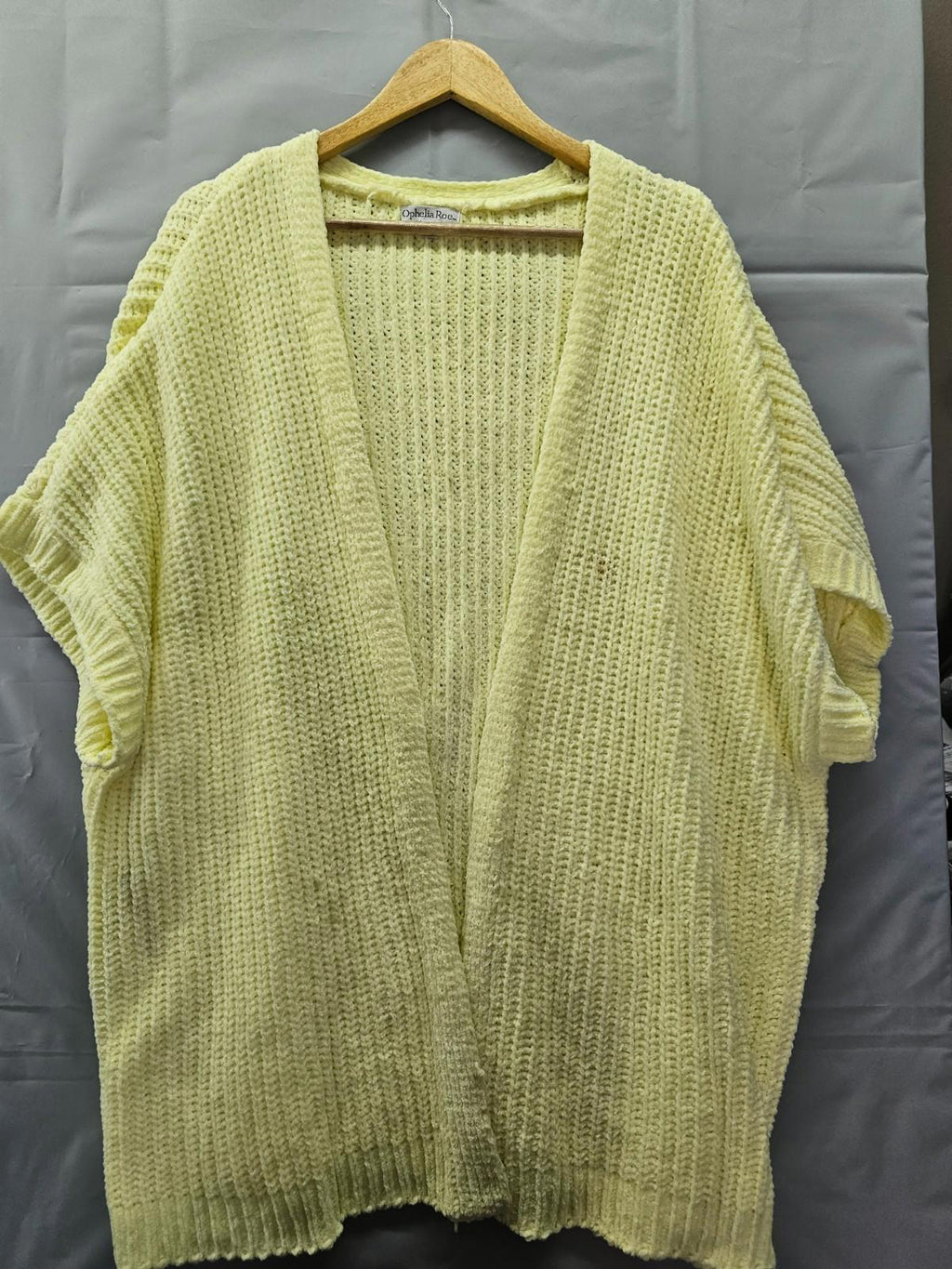 Ophelia Roe Chenille Knit Cardigan Pale Yellow Women’s 1X