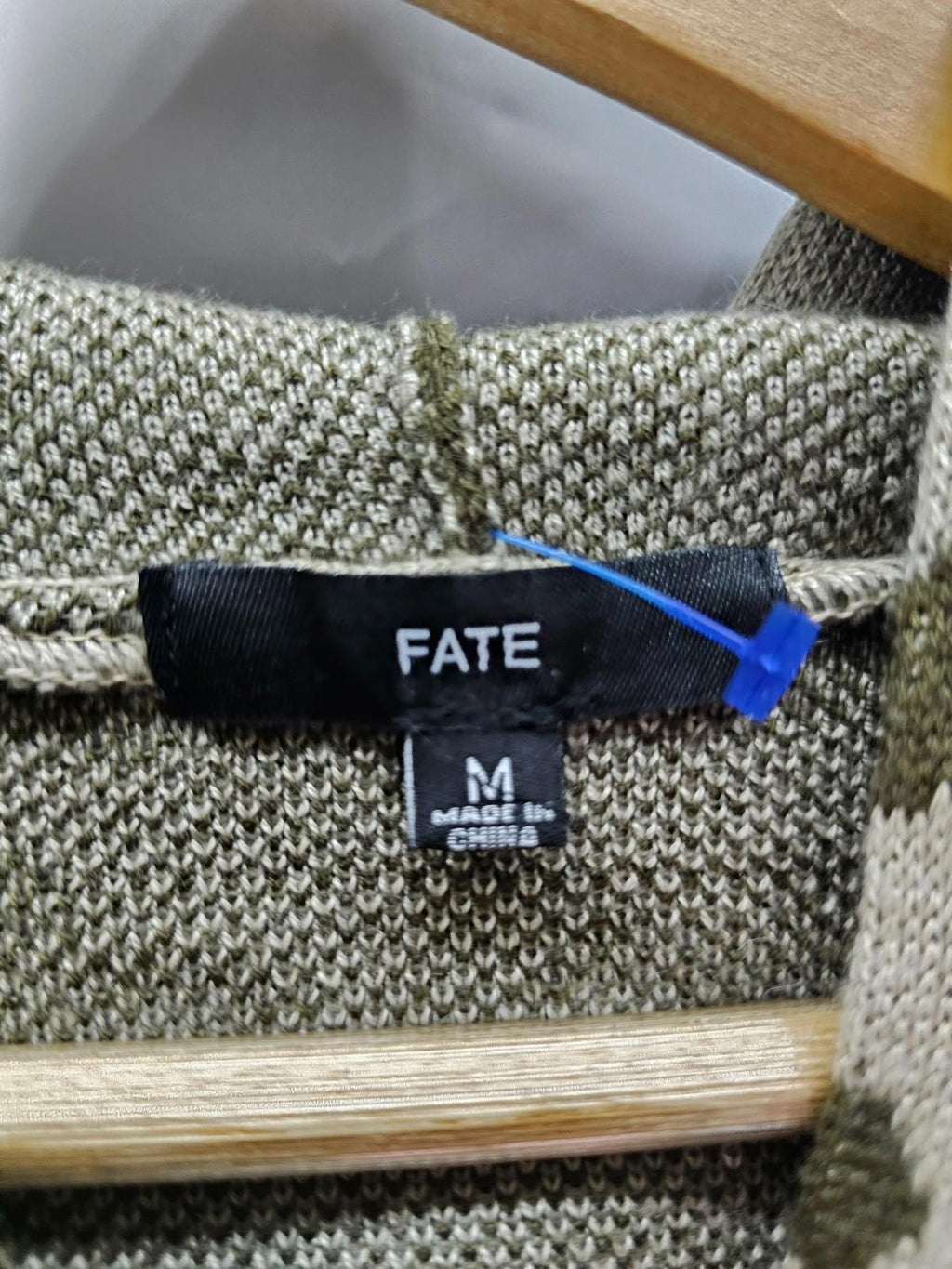 Fate Camo Distressed Knit Hoodie Sweater Medium Slouchy Grunge Boho Pullover