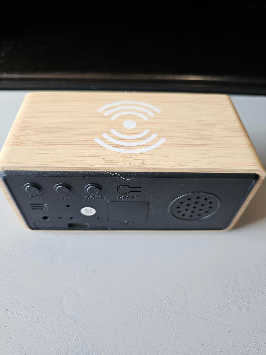 Bauhn Wireless Charging Digital Clock Bamboo Wood Finish (Model 7091946)