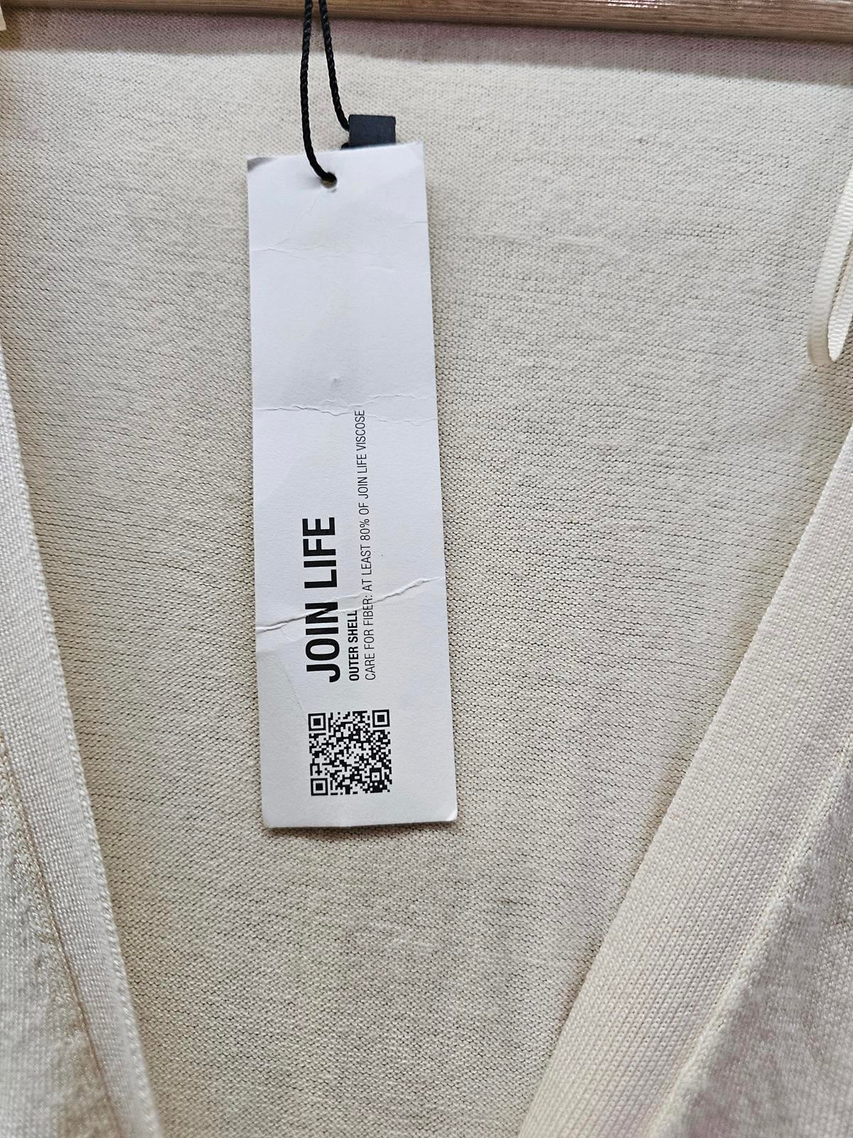 Zara Join Life Cream Cardigan Rhinestone Button Up Long Sleeve Sustainable XXL