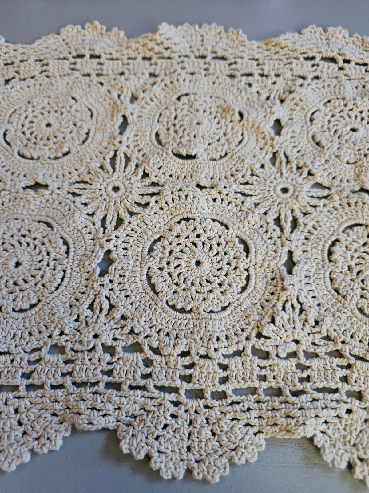 Handmade Vintage Crochet Lace Doily - Retro Floral Charm