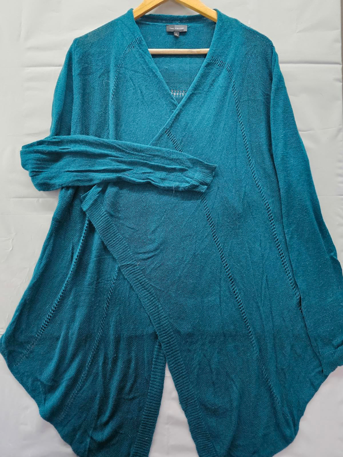 The Limited Open Teal Knit Cardigan Lightweight Draped Sweater Women’s Large