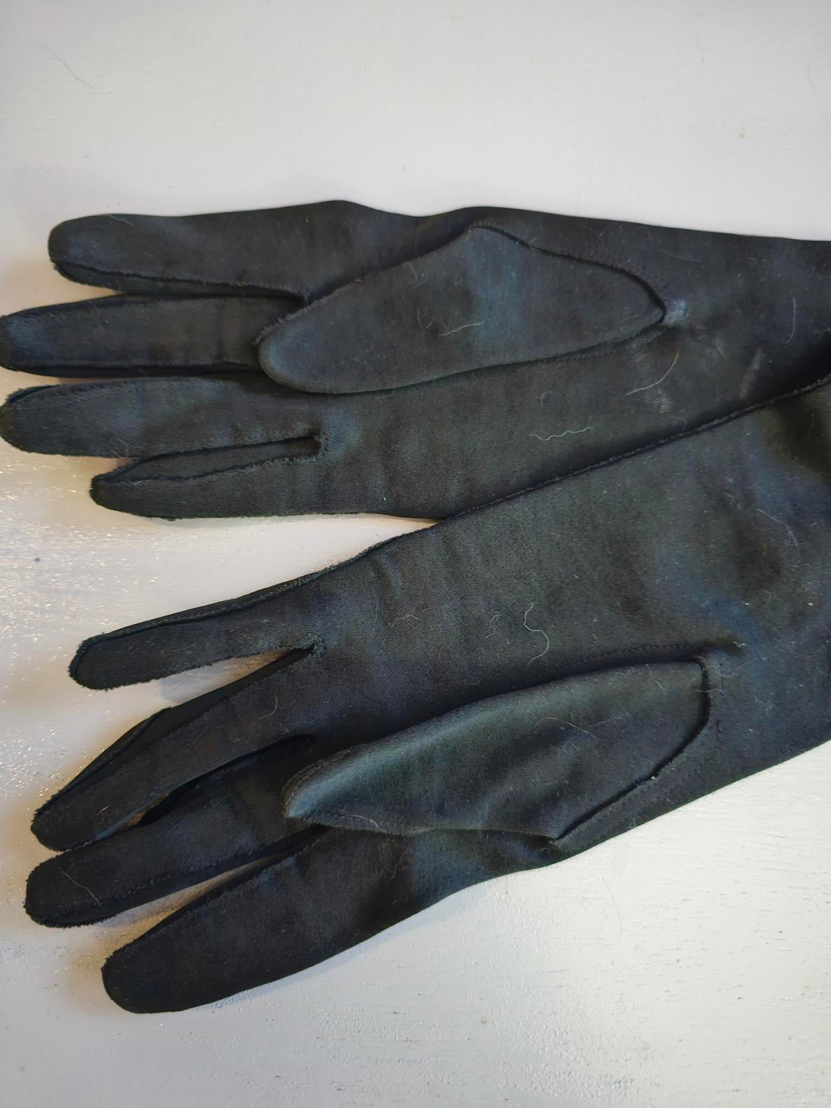 Vintage R & Fuller Black Cotton Dress Gloves Made in Italy Size 7