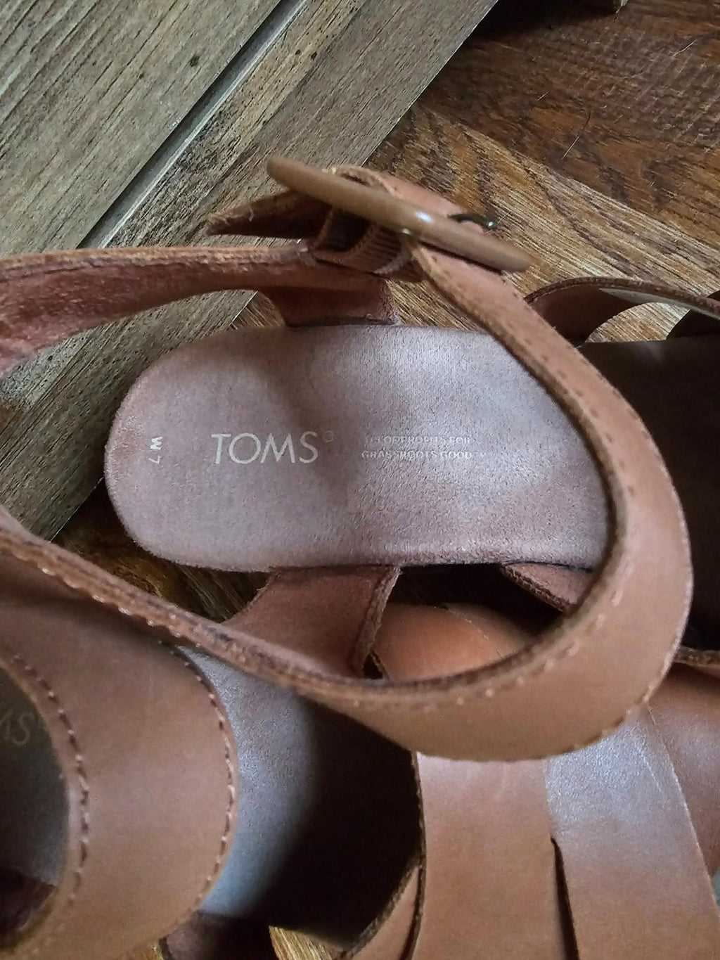 TOMS Wmn Tropez Wedge Sandals Black Suede Leather Size 6.5