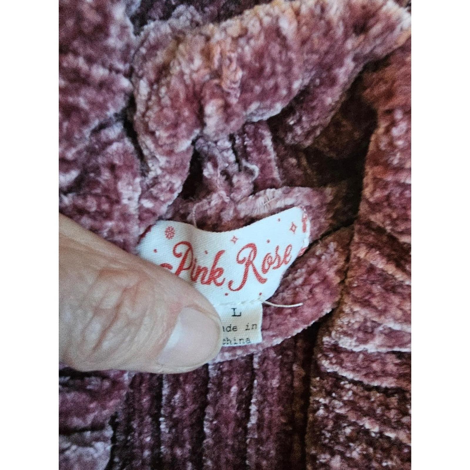 Pink Rose Purple Turtleneck Knit Pullover Sweater Women's Large