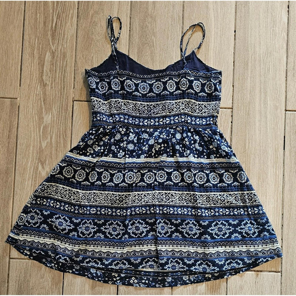 Forever 21 Blue Boho Floral Sundress Women's M Spaghetti Strap