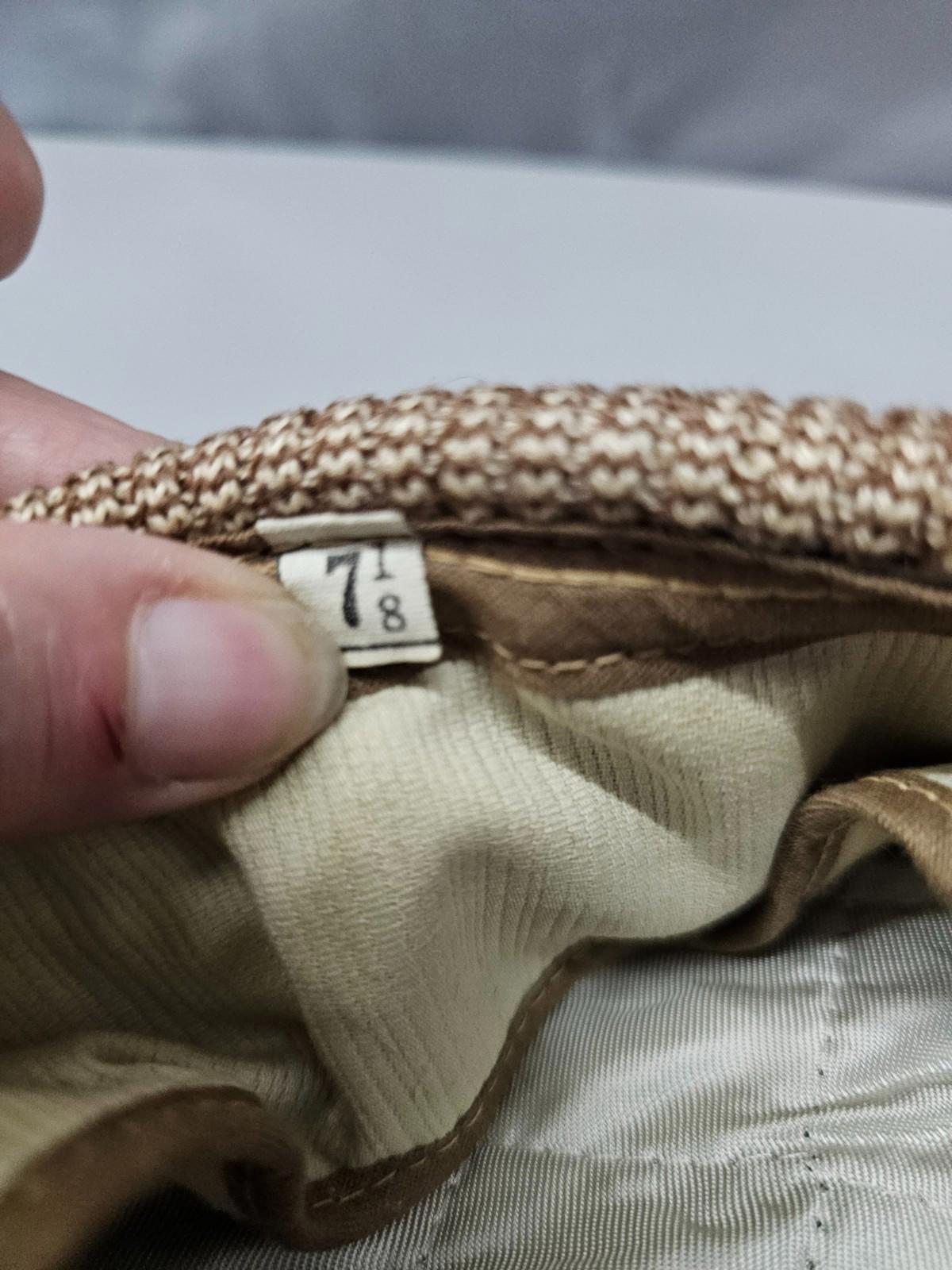 Vintage White Faux Leather Driving Cap Size 7 1/8 Plaid Panels & Bow Accent