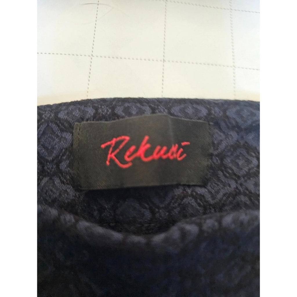 Rekucci Navy Floral Jacquard Slim Pants Size 8 Stretch Pull On Trousers