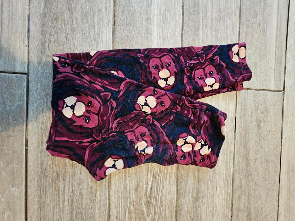Lularoe Tween Leggings Purple Lion Print Soft Stretch Animal Graphic