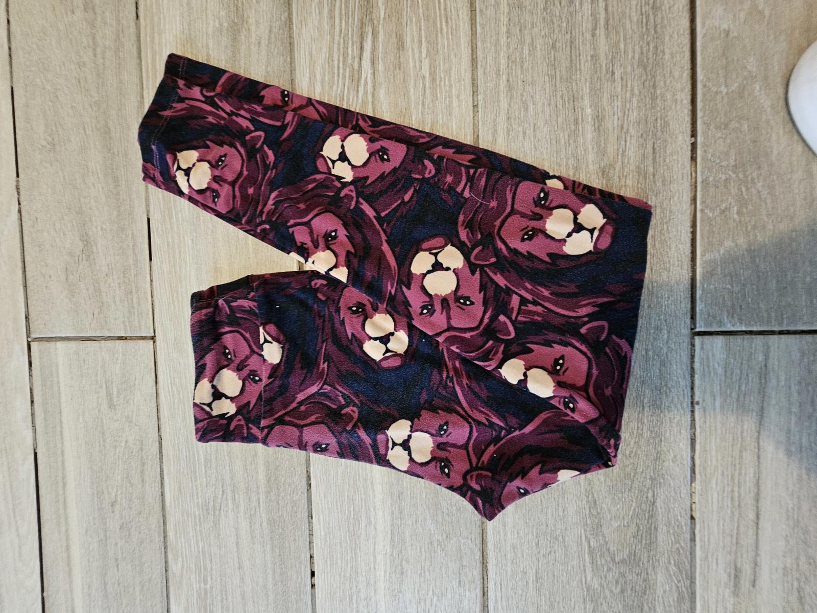 Lularoe Tween Leggings Purple Lion Print Soft Stretch Animal Graphic