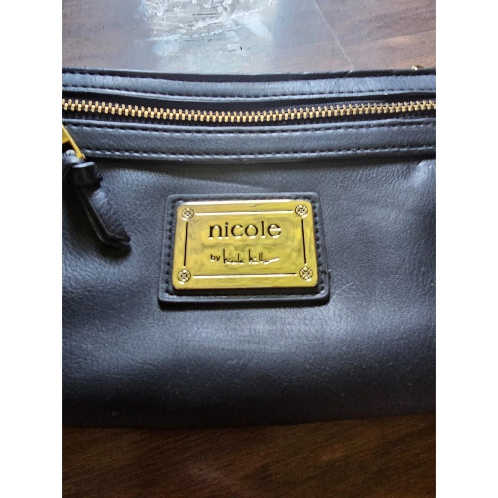 Chic Black Nicole by Nicole Miller Shoulder Bag with Gold Chain Strap