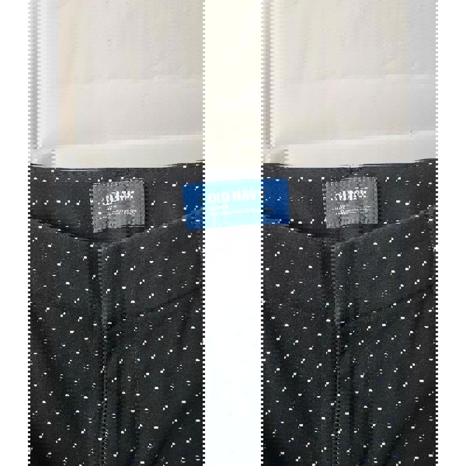 Old Navy Harper Pants Navy Blue Polka Dot Size 12 Stretch Ankle